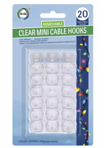 Mini clear cable hooks - clear, x