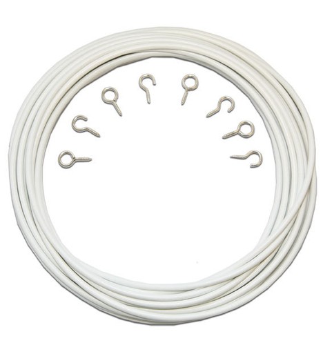White net curtain wire - white,