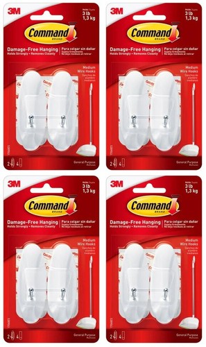Command medium wire hooks 8 - medium, (8