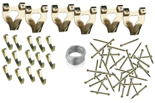 60pc picture hanging kit hooks - picture,